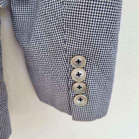 Zara Man | Houndstooth Pattern Two-Button Casual Blazer Navy Blue White Size 38 - Picture 8 of 14